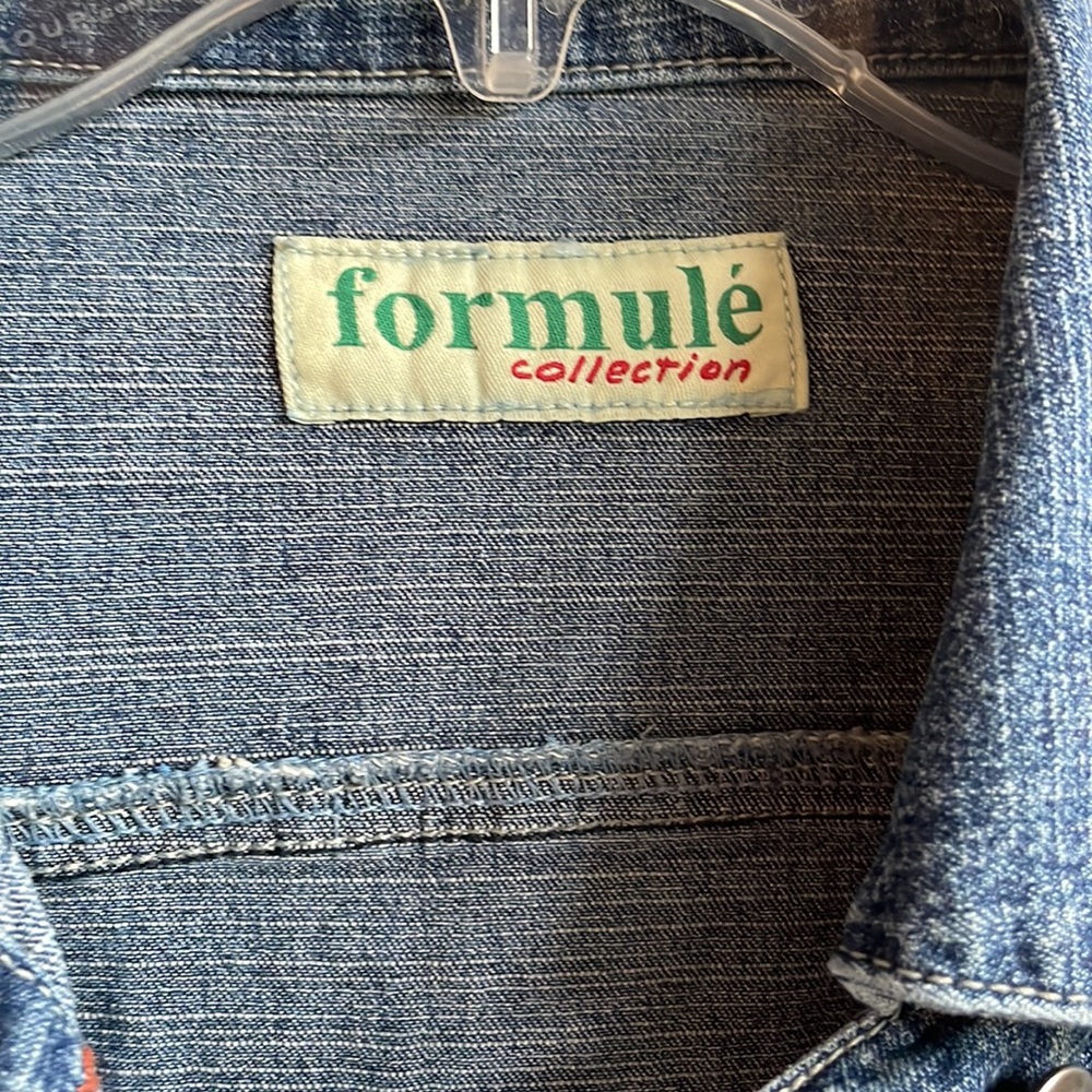 Formule’ Collection Button Front Zip Pocket Denim… - image 2
